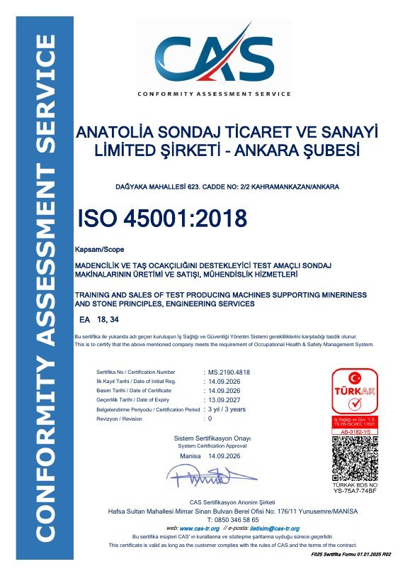 ISO 45001:2018 sertifikası